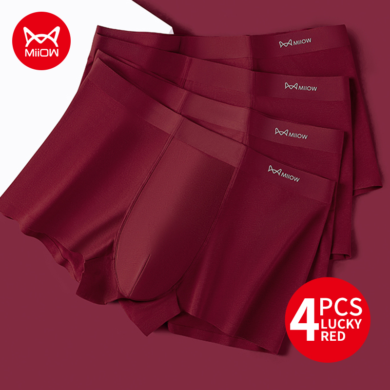 Boxer Brief Pack Cotton - Miiow 4 pçs algodão outono inverno