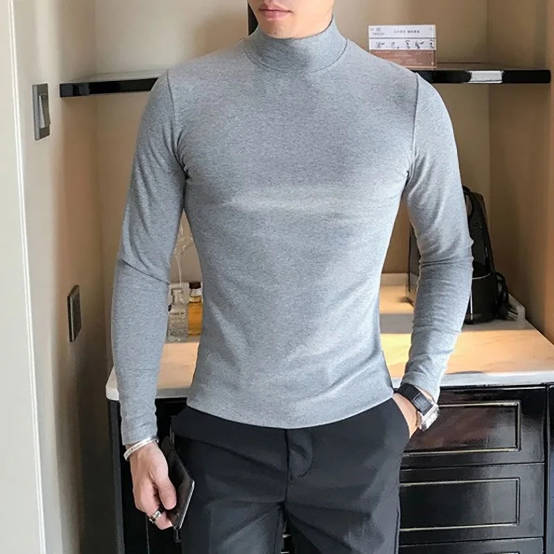 T Shirt Tight Fit - Camiseta Masculina de Gola Alta para
