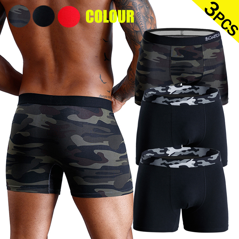 Boxer Brief Pack Cotton - 3 pçs camuflagem cuecas masculinas sexy