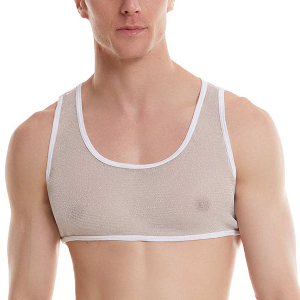 Homens transparentes malha pur - Sleeveless Undershirt avaliação e preço