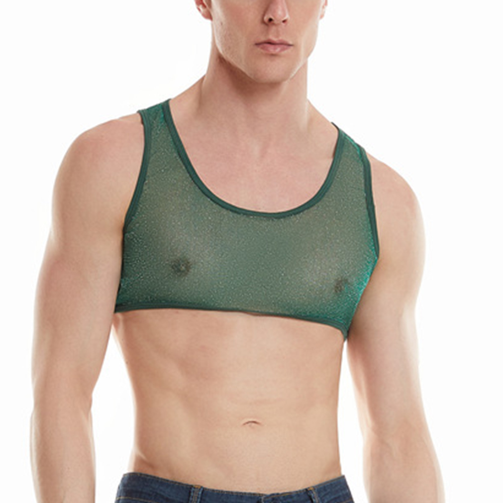 Homens transparentes malha pur - Sleeveless Undershirt avaliação e preço