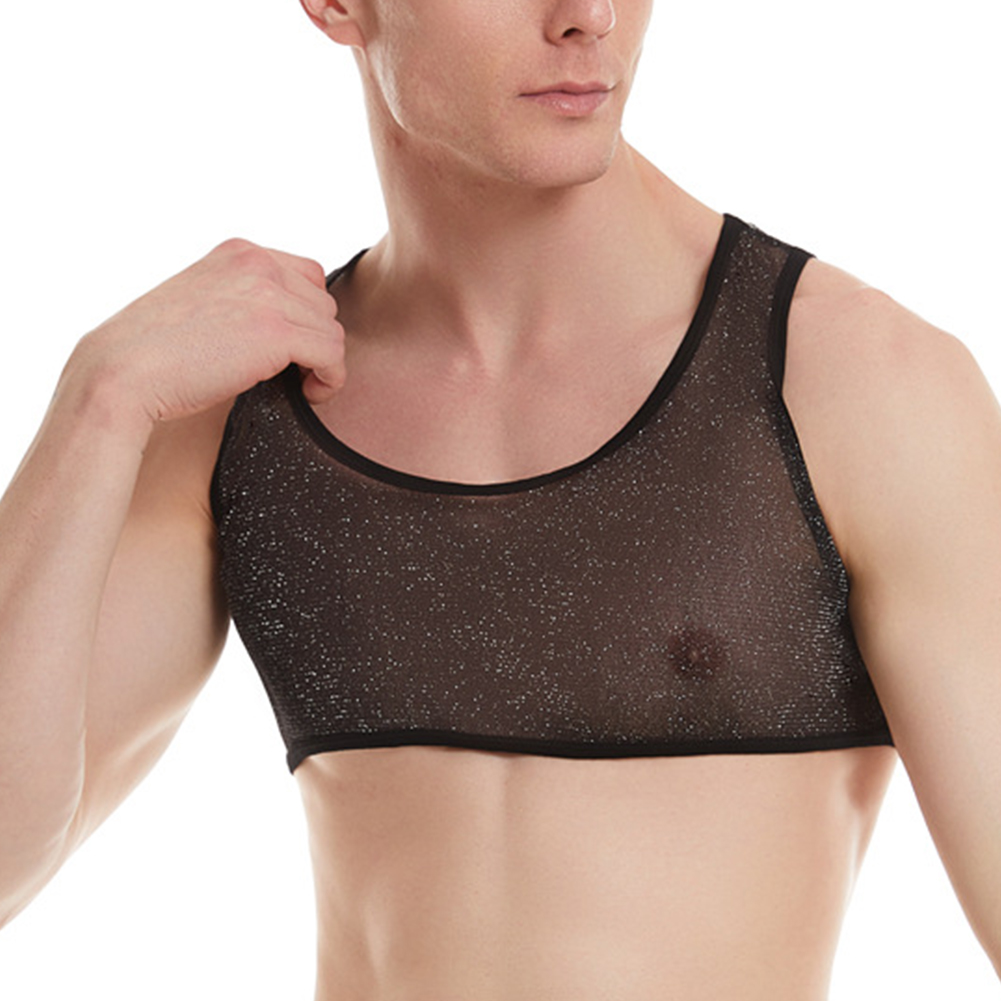 Homens transparentes malha pur - Sleeveless Undershirt avaliação e preço